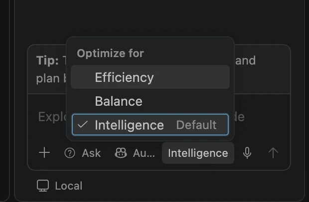 The Auto model Optimize for menu