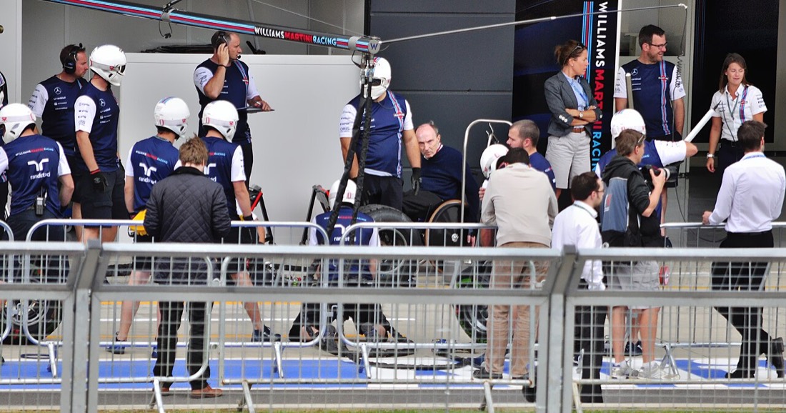 A Formula 1 pit crew practising a pit stop